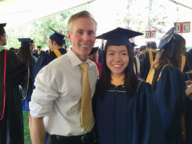 UC Davis Forensic Science student Qiuhan Wang at graduation with the program director