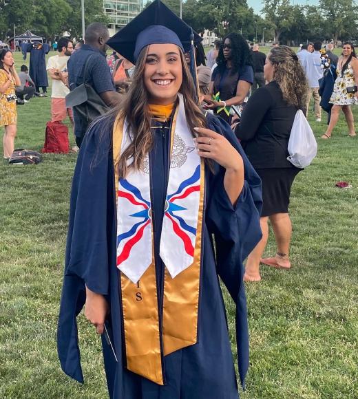 UC Davis Forensic Science student Hannah David in her graduation gown