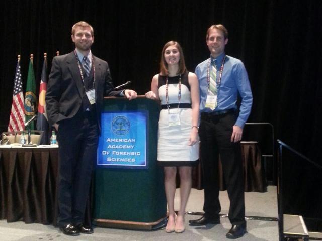 UC Davis Forensic Science graduate Shane Williams and fellow classmates presenting at the American Academy of Forensic Science