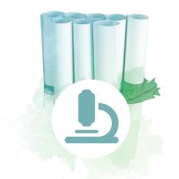 bundle of documents with microscope icon