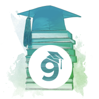 grad cap with number nine icon